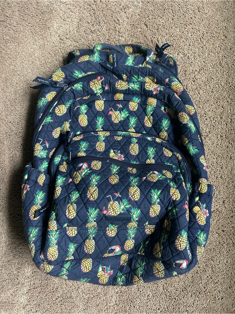 Vera Bradley Quilted Navy Pineapple Backpack